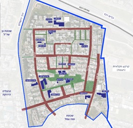 מפת שכונת יד התשעה - אזור תכנון